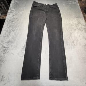 Levis Jeans Womens 14 Tall Black Mid Rise Skinny Slim Stretch Dark Wash Denim